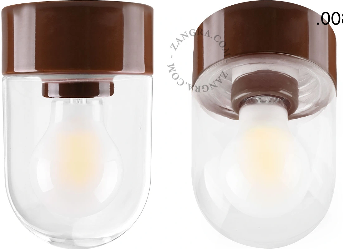 lámpara de porcelana marrón David - Ø 10 cm
