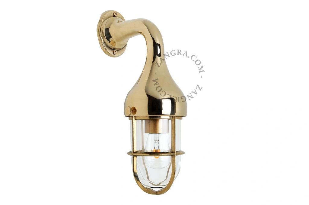 messing scheepslamp - helder glas