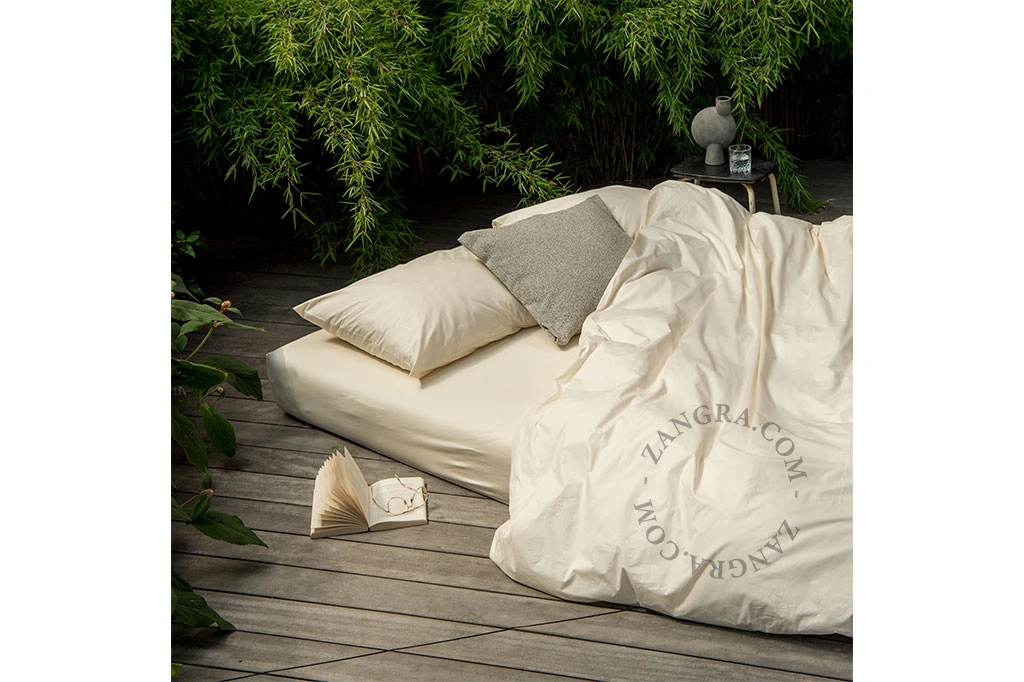 housse de couette ivoire en percale de coton