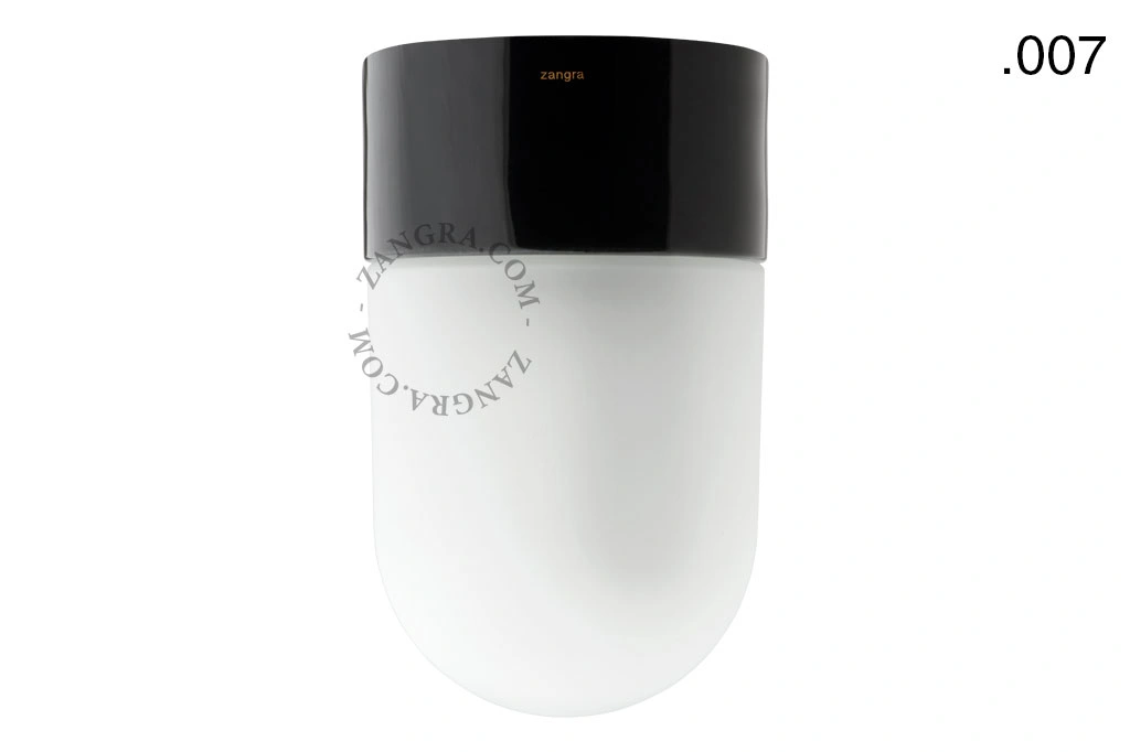 candeeiro de parede ou de teto em porcelana preta - abajur de vidro - Ø 10cm - IP54