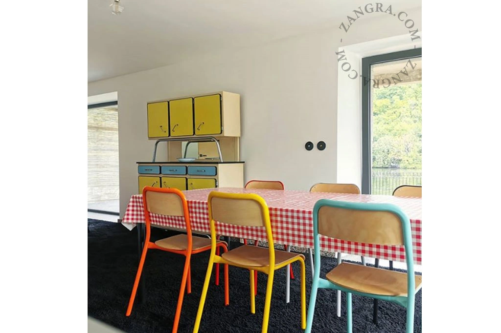 cadeira escolar empilhável de madeira - turquesa