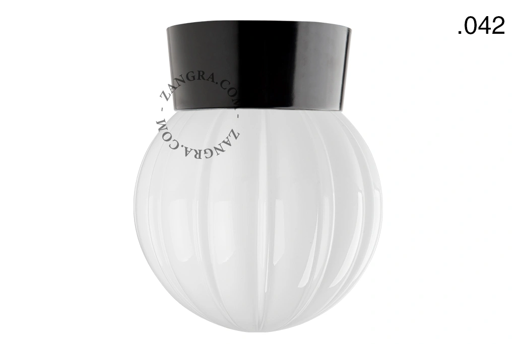 svart vägg- eller taklampa - glasskärm - Ø 11 cm