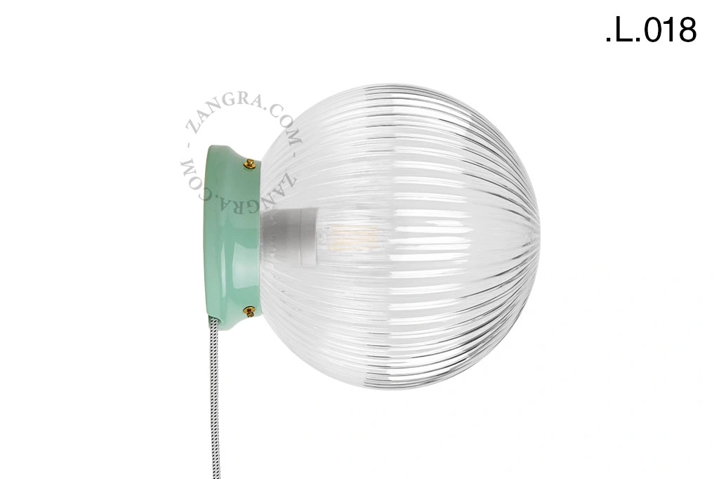 zielona porcelanowa lampa stołowa lub ścienna Cedric