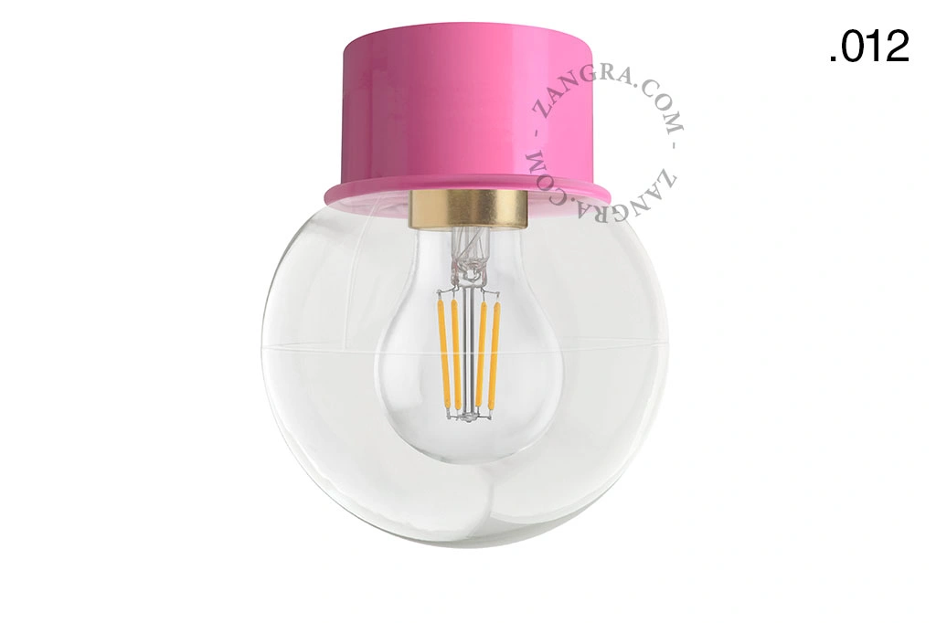 rosa vägg/taklampa - glasskärm - Ø 8 cm