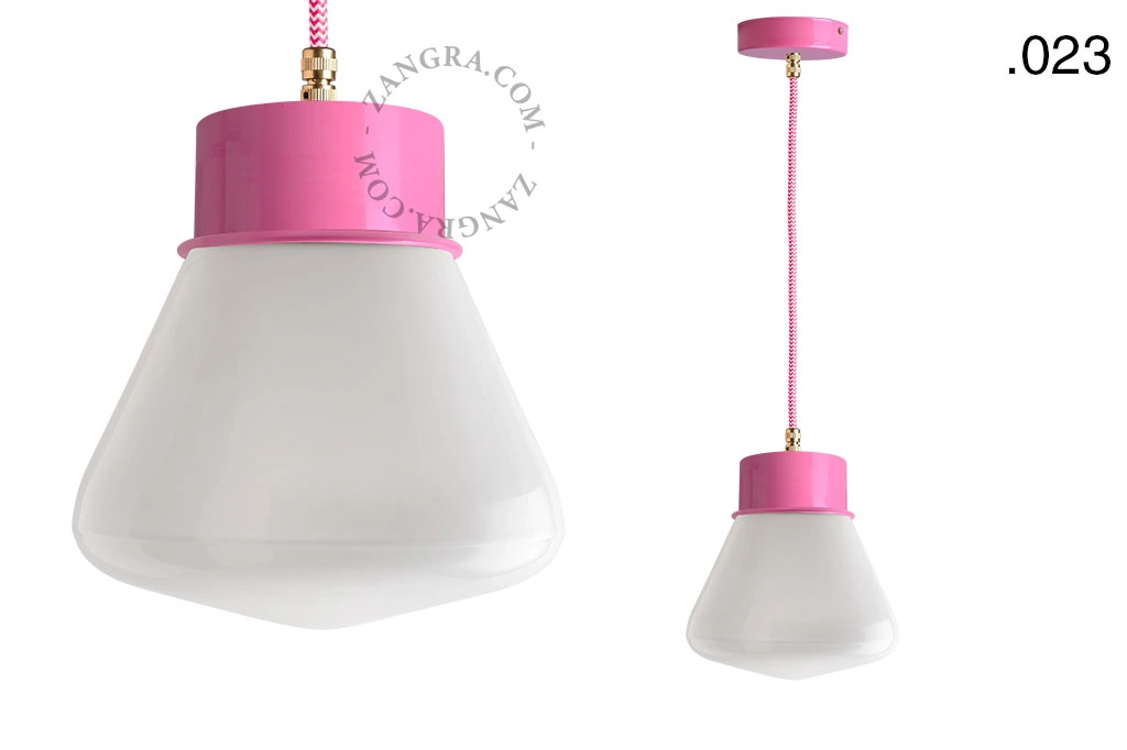 lámpara colgante rosa - pantalla de vidrio - Ø 10 cm