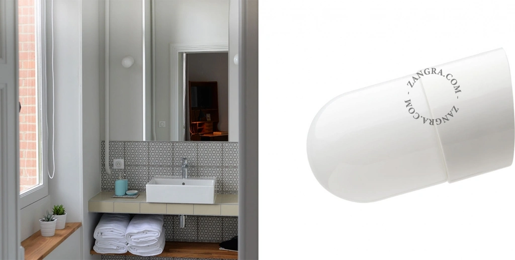 zewnętrzna lub łazienkowa biała porcelanowa lampa ścienna - oprawka Ø 8,5 cm - IP54