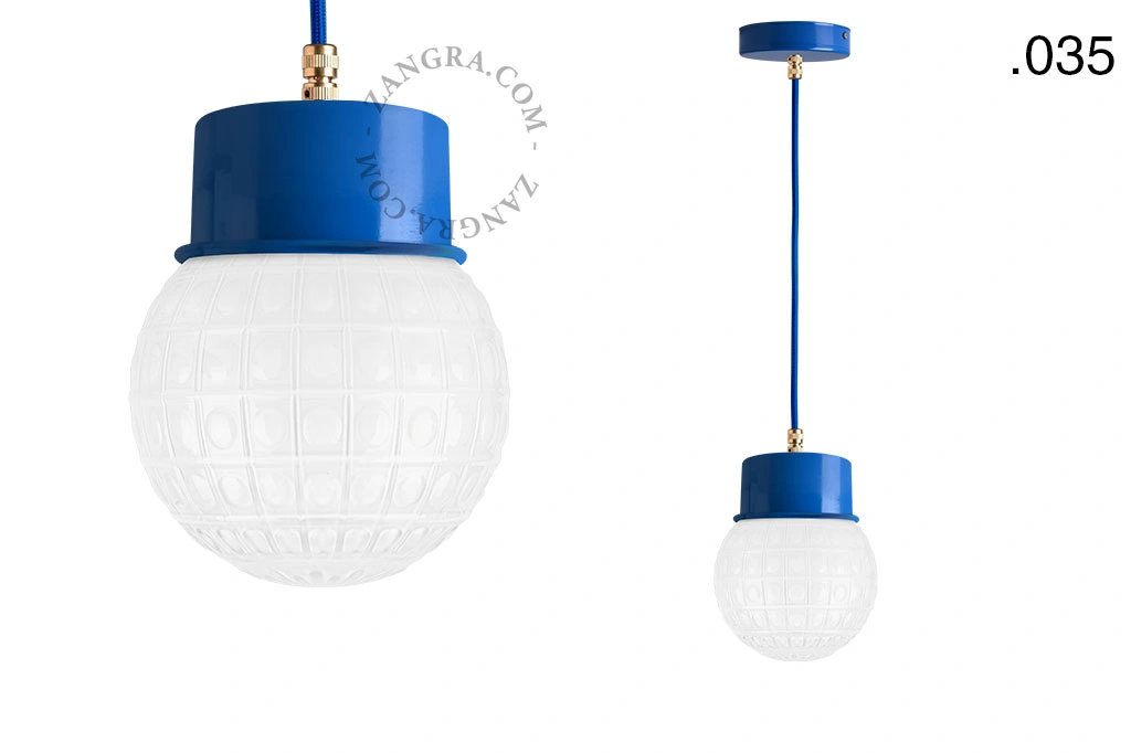 gelakte hanglamp - blauw