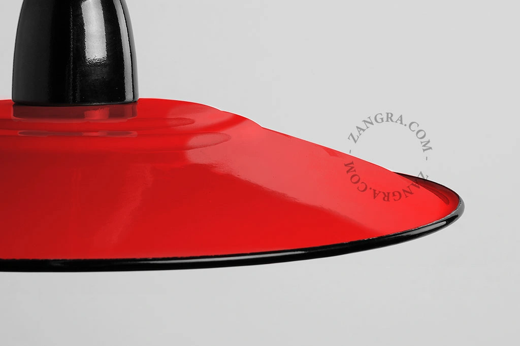 rød emaljeret pendellampe - Ø 28 cm