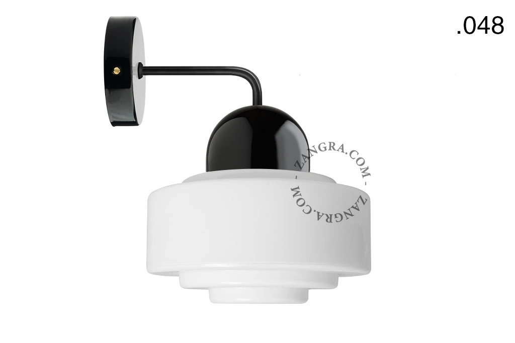 applique en porcelaine noire - globe en verre