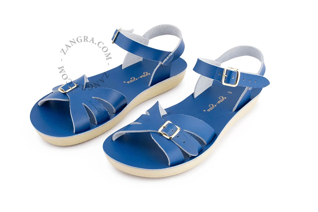 sandalias de cuero para el agua con suela blanda - azul cobalto