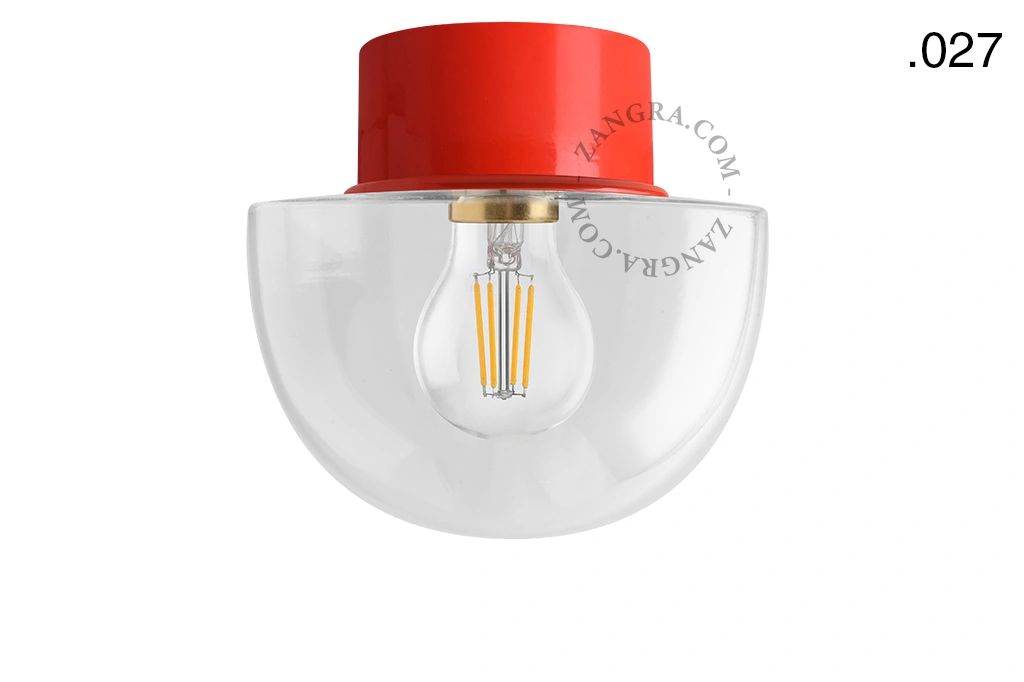 rød væg eller loftslampe - glas skærm - Ø 10 cm