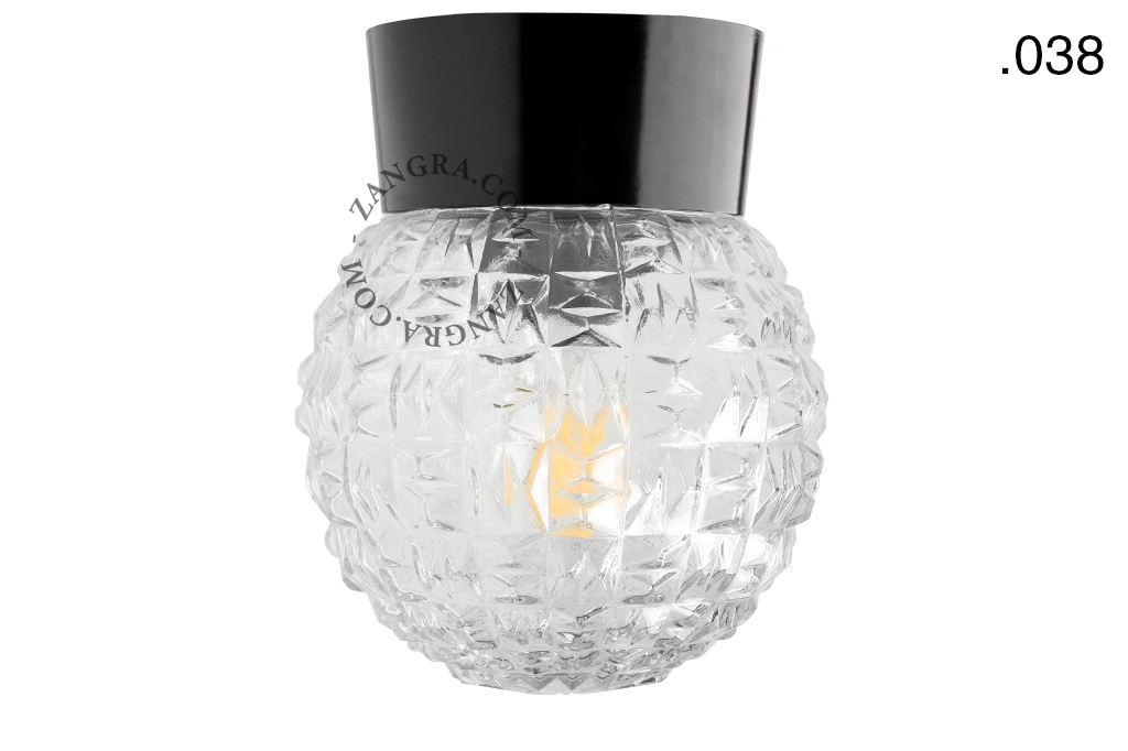 svart vägg- eller taklampa - glasskärm - Ø 11 cm