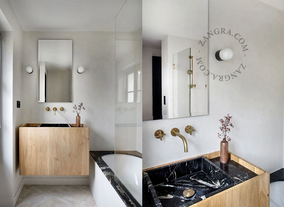 lampada in porcellana nera per bagno – paralume in vetro – Ø 8,5 cm -  IP54