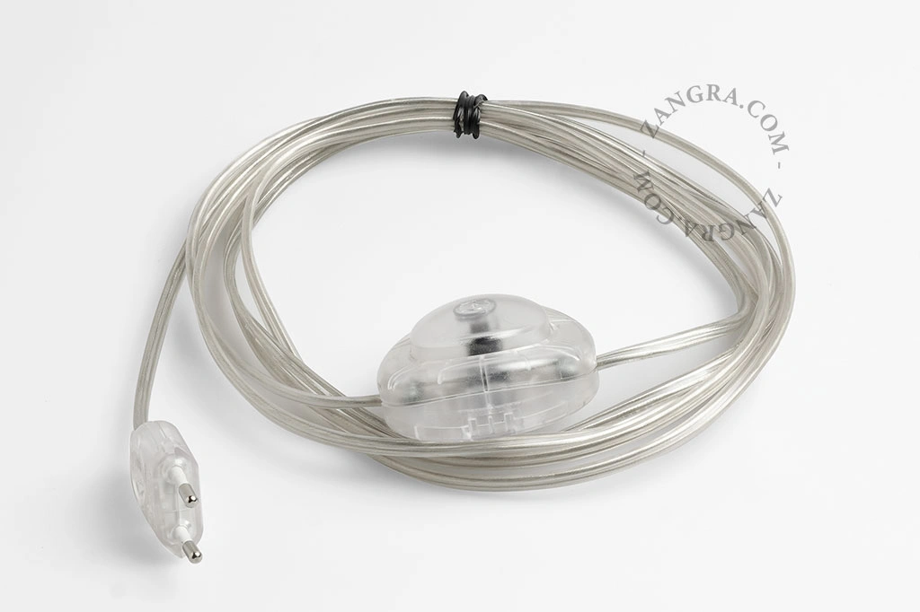 transparent power cord with plug and switch