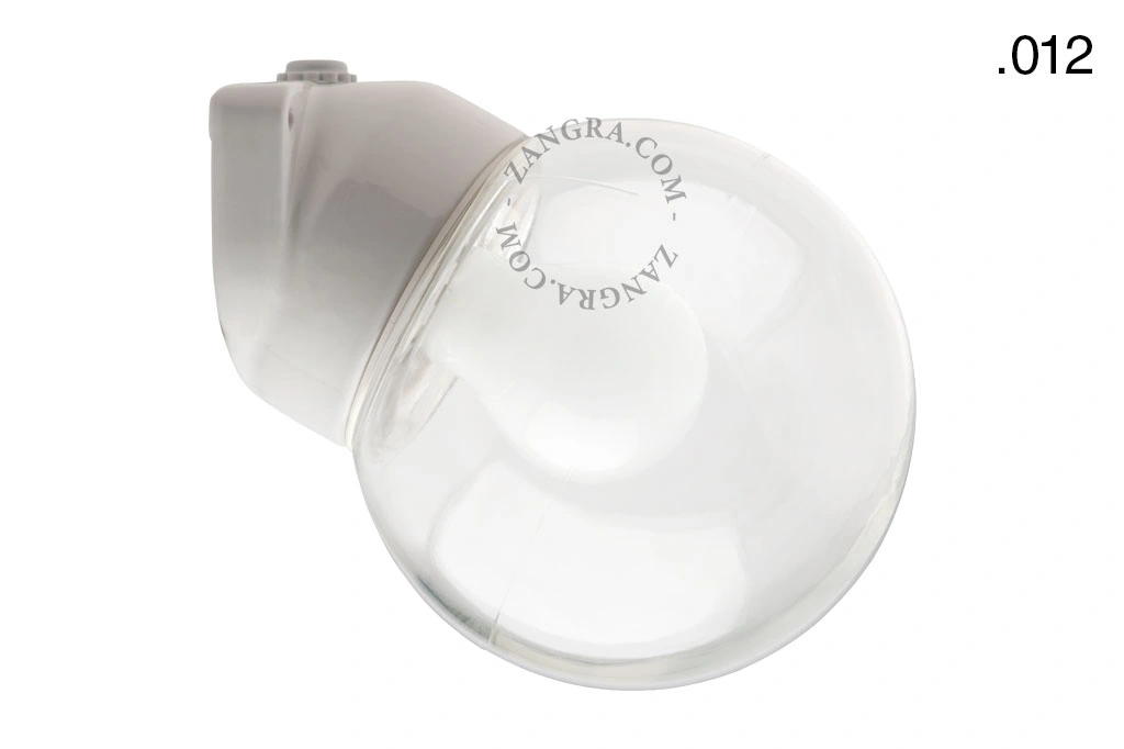 aplique de baño de porcelana blanca - Ø 8,3 cm - pantalla de vidrio - IP54