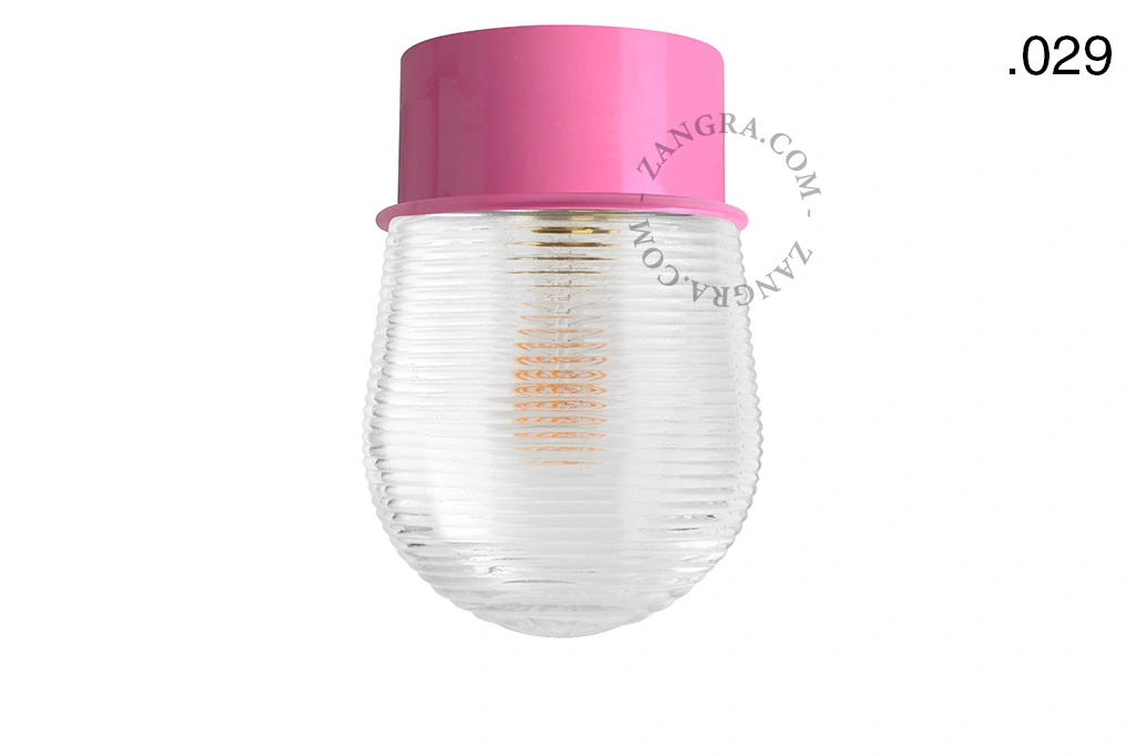 pink wall or ceiling light - glass shade - Ø 10 cm
