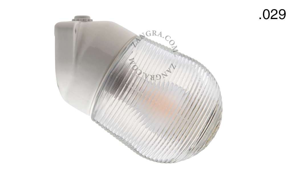 candeeiro de parede em porcelana branca para casa de banho - Ø 9,5 cm - abajur de vidro - IP54