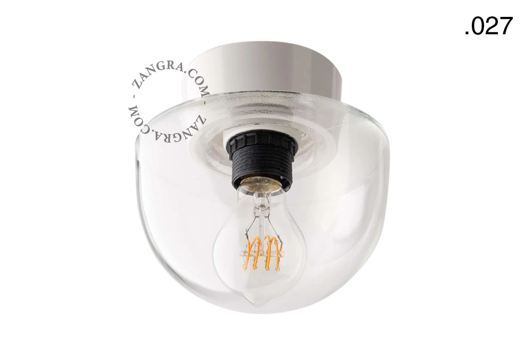 biała lampa ścienna lub sufitowa ze szklanym kloszem - Ø 11 cm