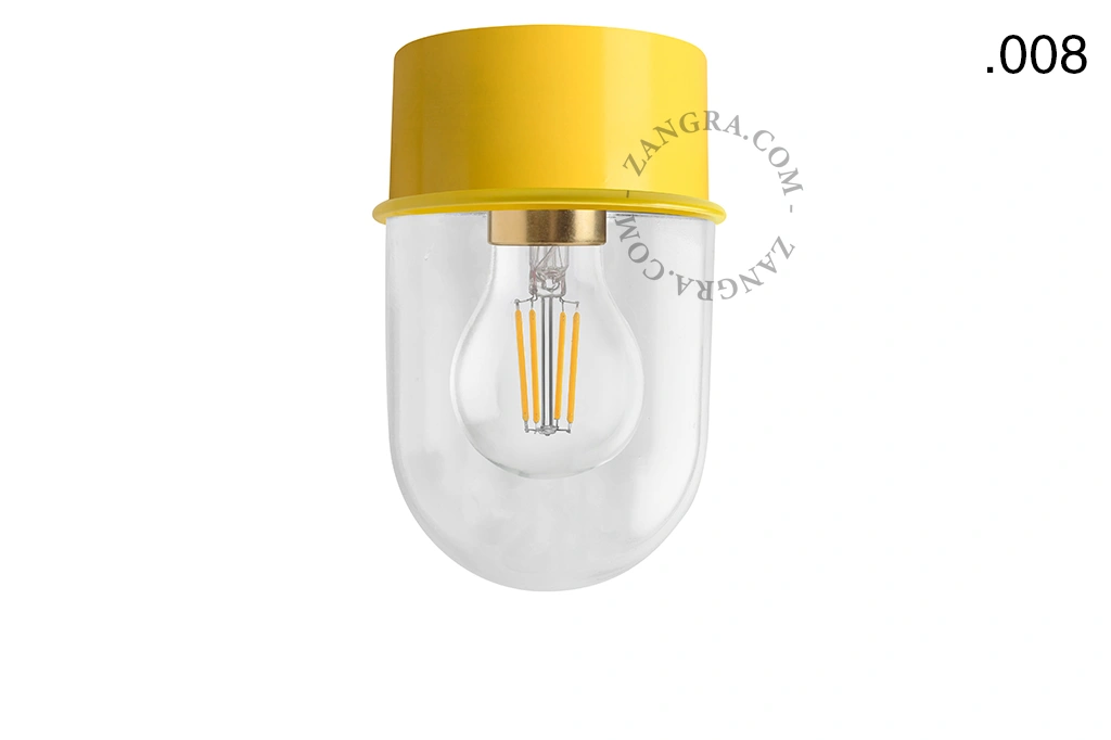 lampa ścienna lub sufitowa żółta - szklany klosz - Ø 10cm