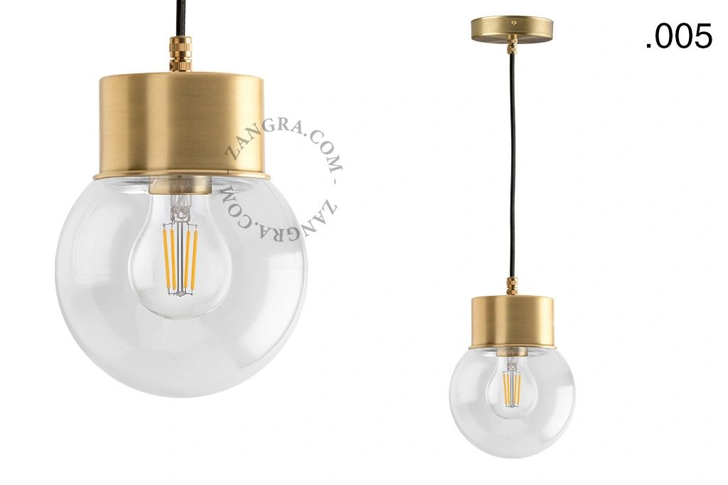 brass pendant light - glass shade - Ø 10 cm