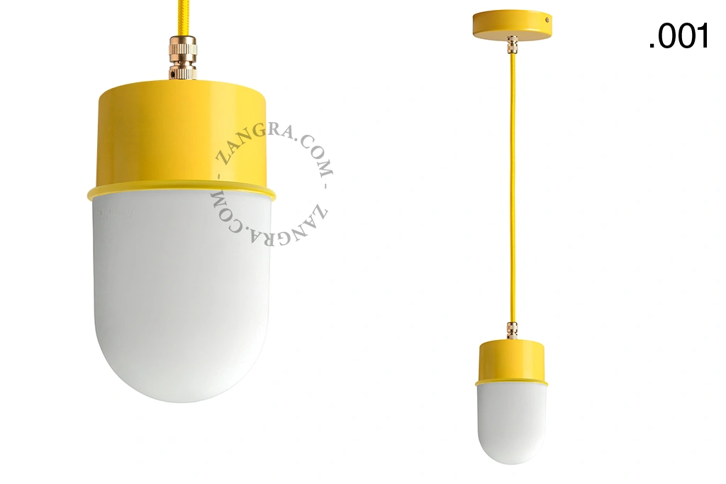 lámpara colgante amarilla - pantalla de vidrio - Ø 8,5 cm