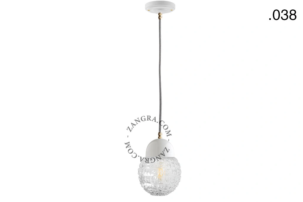 lámpara colgante de porcelana blanca - pantalla de vidrio