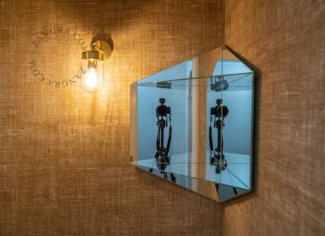 brass wall light - glass shade