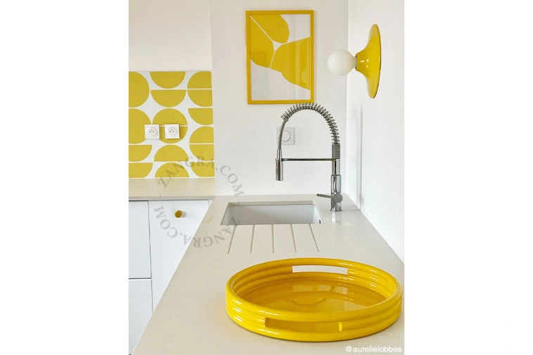 aplique o plafón amarillo redondo - Ø 26 cm