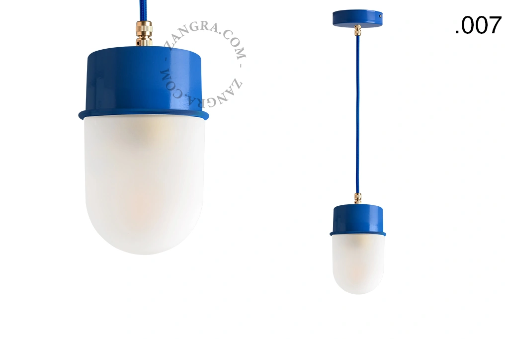 gelakte hanglamp - blauw