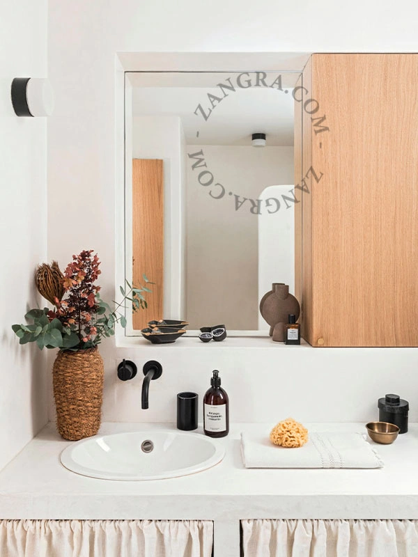 candeeiro de parede ou de teto em porcelana preta para casa de banho - Ø 10cm - IP54