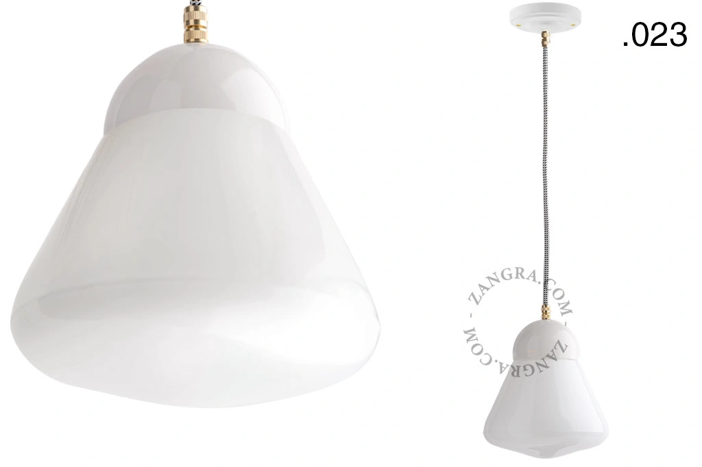 lámpara colgante de porcelana blanca - pantalla de vidrio