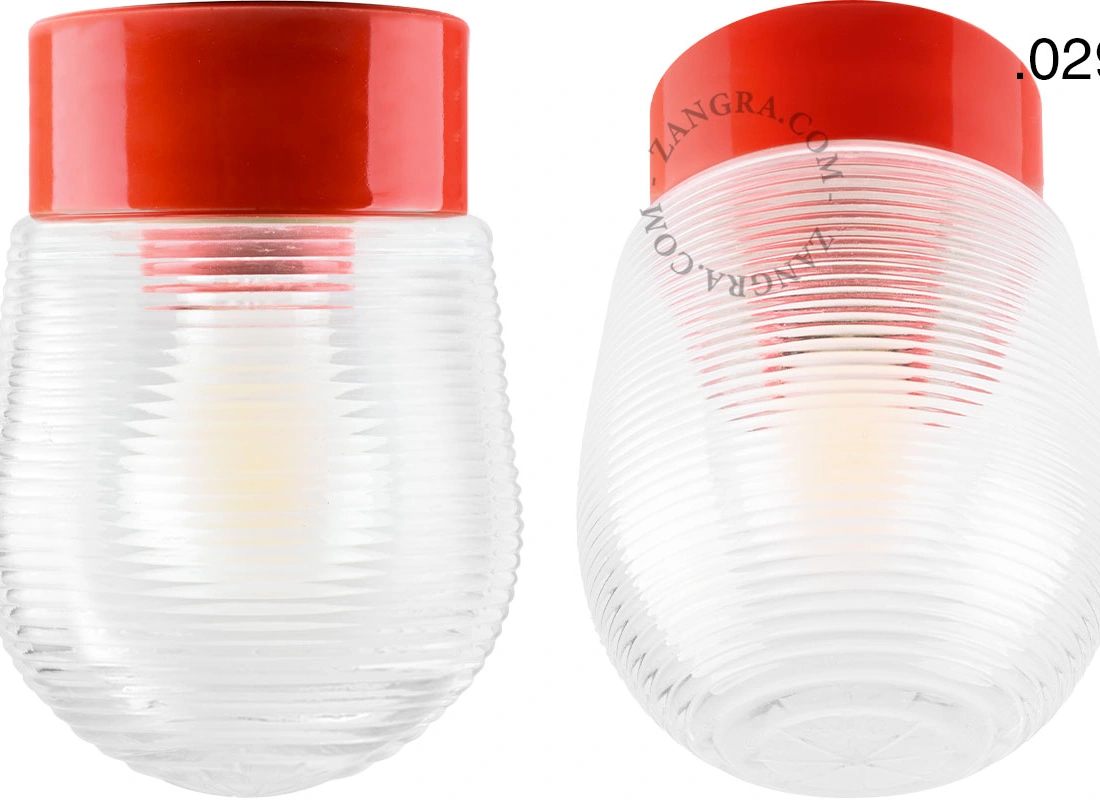 Leuchte David aus rotem Porzellan - Ø 10 cm