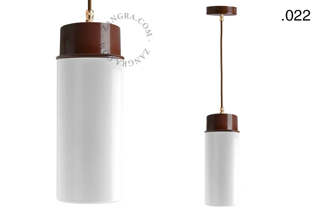 brun pendellampe - glasskærm - Ø 10 cm