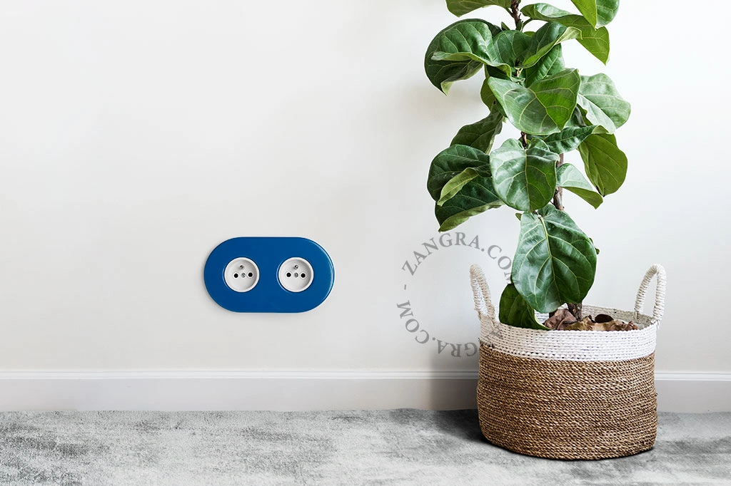 blue double flush mount socket
