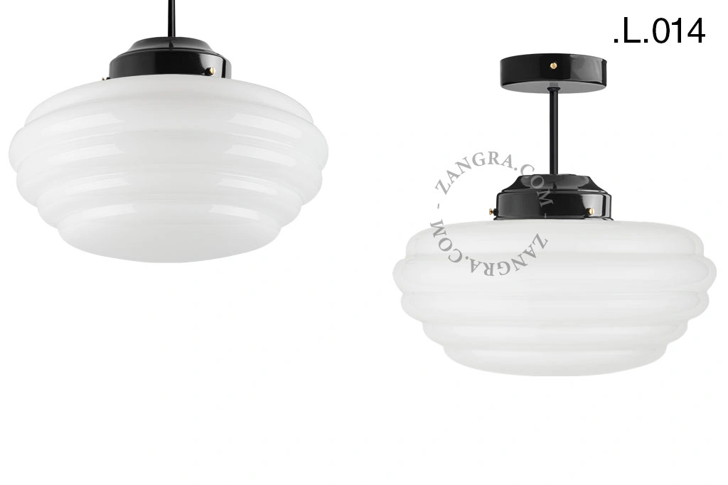 lampada da soffito nera - paralume in vetro