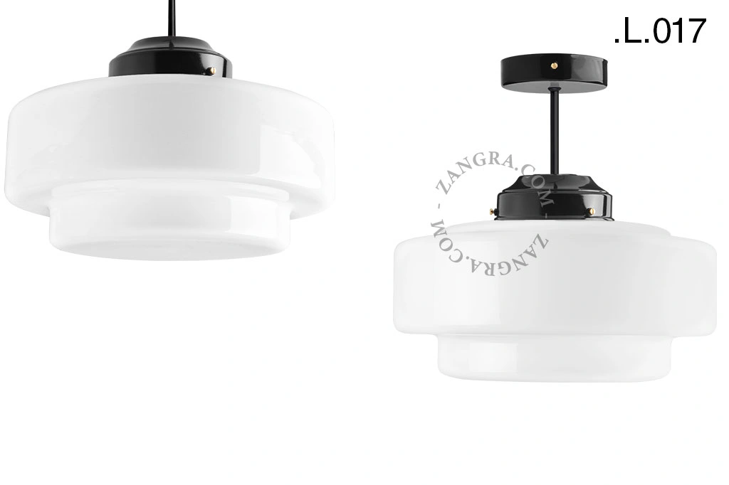 lampada da soffito nera - paralume in vetro
