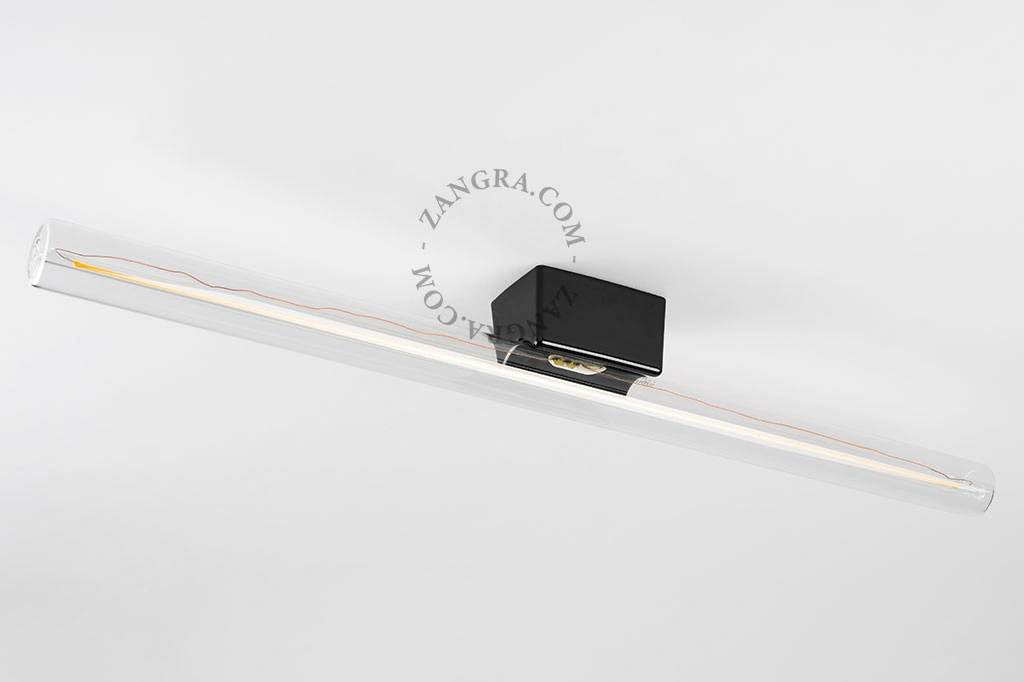 czarna porcelanowa lampa ścienna lub sufitowa S14d Adrien - świetlówka szkło przezroczyste