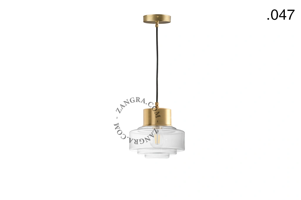 brass pendant light - glass shade - Ø 10 cm