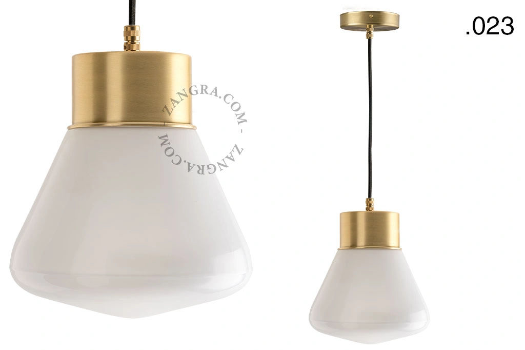 brass pendant light - glass shade - Ø 10 cm