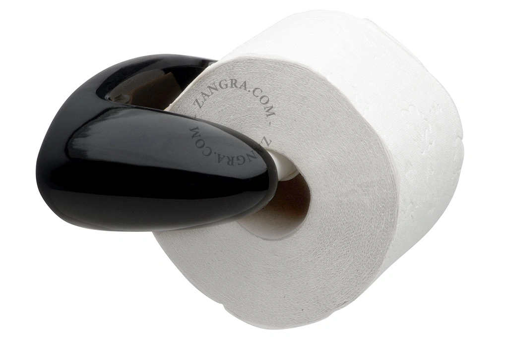 black porcelain toilet paper holder
