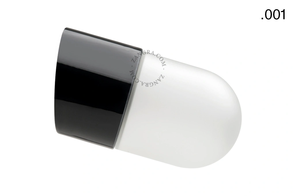 aplique de baño de porcelana negra - pantalla de vidrio - Ø 8,5cm - IP54