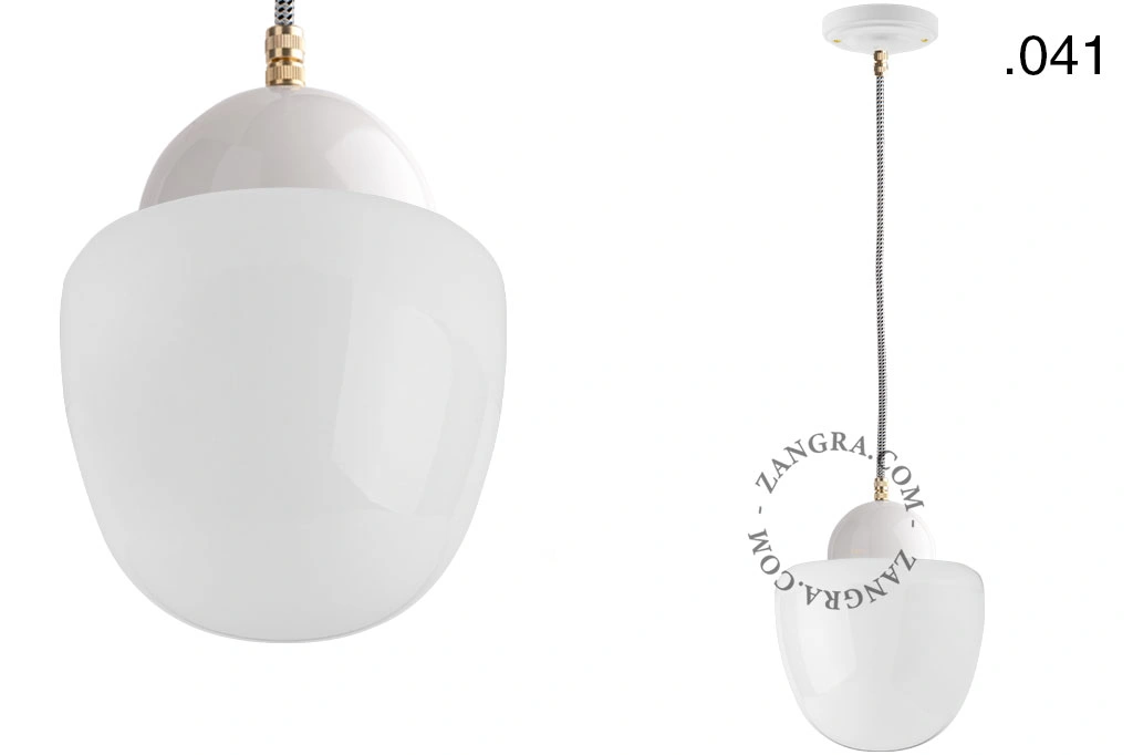 lámpara colgante de porcelana blanca - pantalla de vidrio
