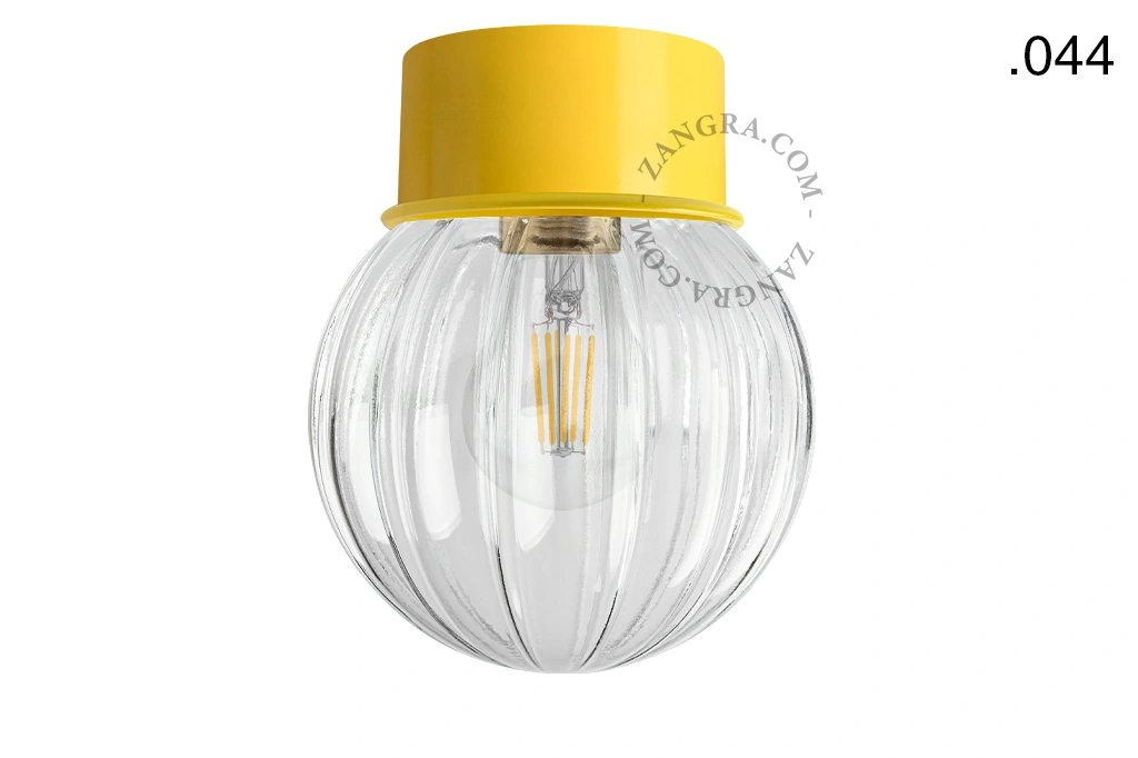 lampa ścienna lub sufitowa żółta - szklany klosz - Ø 10cm