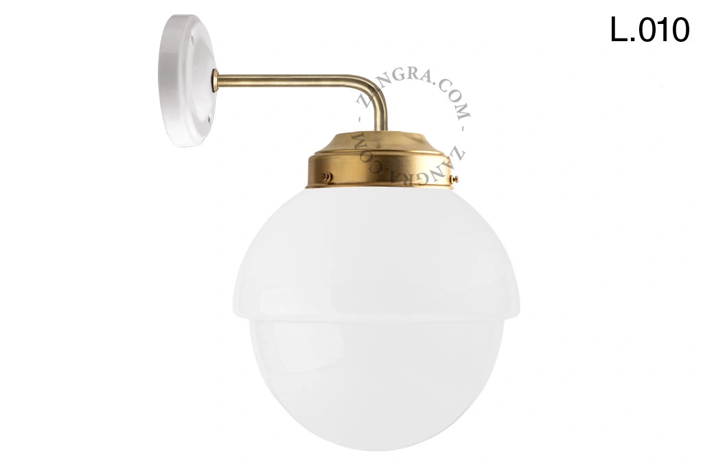 applique en laiton - globe en verre