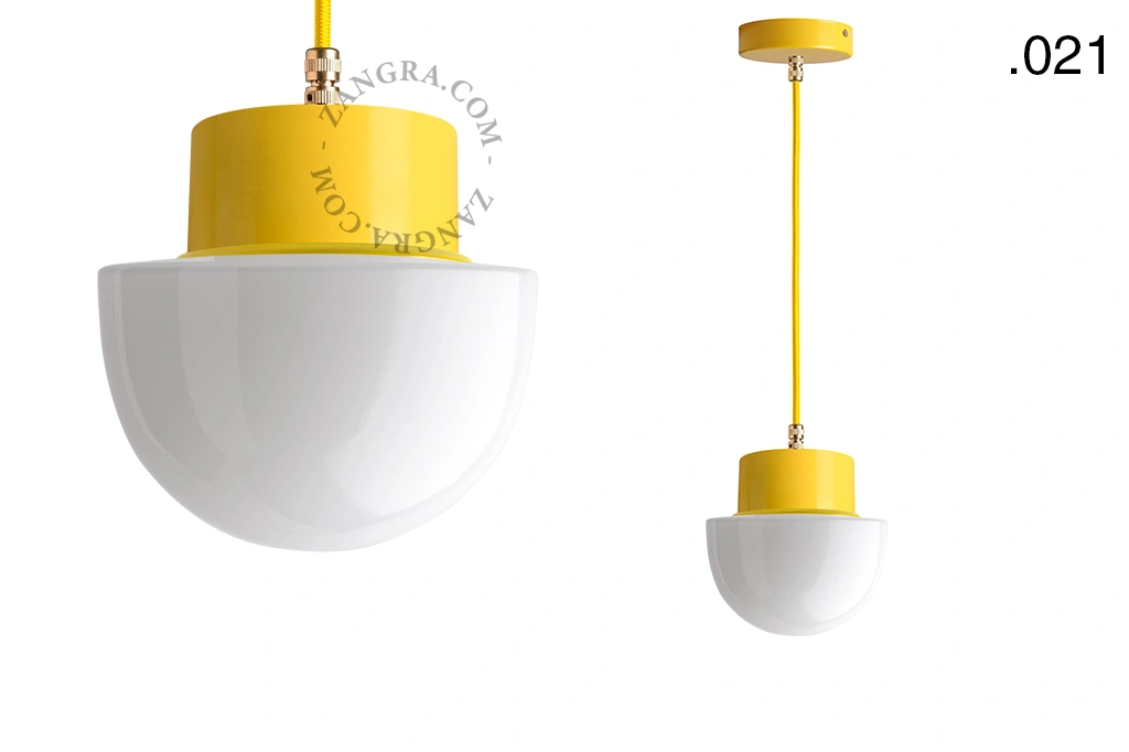 yellow pendant light - glass shade - Ø 10 cm