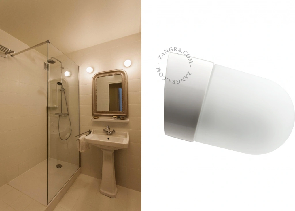 badeværelse væglampe i porcelæn med glasskærm – Ø 10cm - IP54