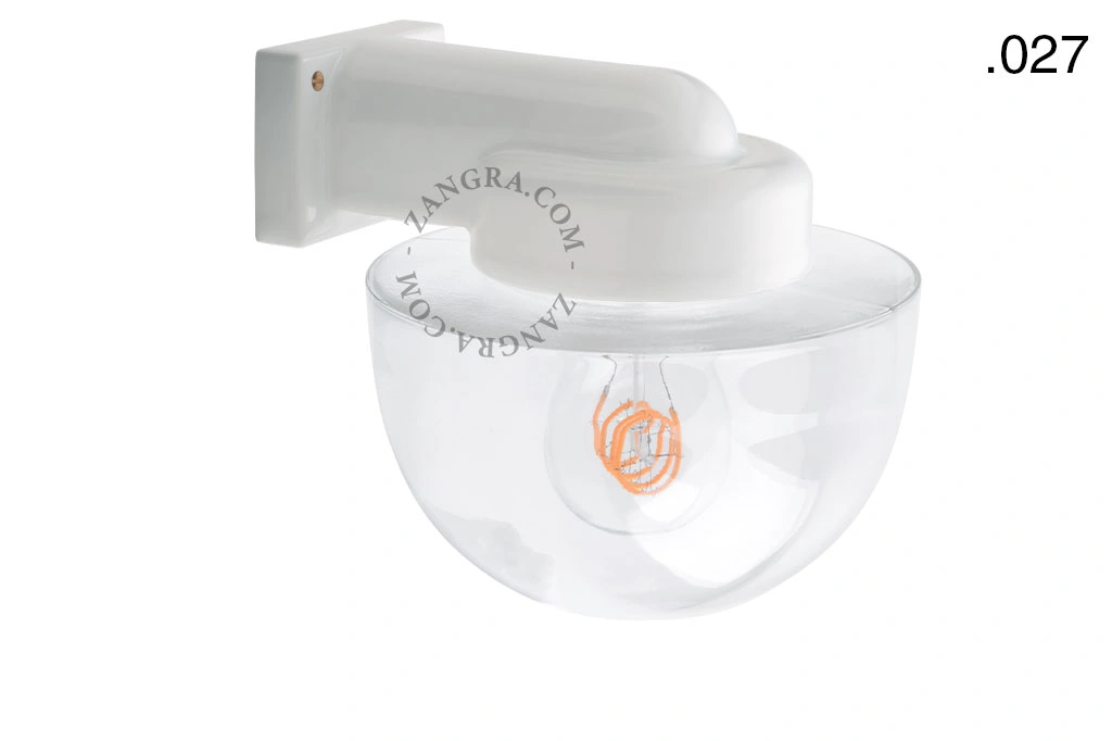 zewnętrzna lub łazienkowa lampa ścienna biała porcelana ze szklanym kloszem - IP54