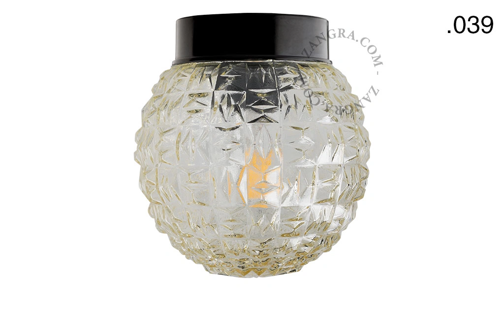 sort bakelit væg- eller loftslampe – glas skærm - Ø 9 cm