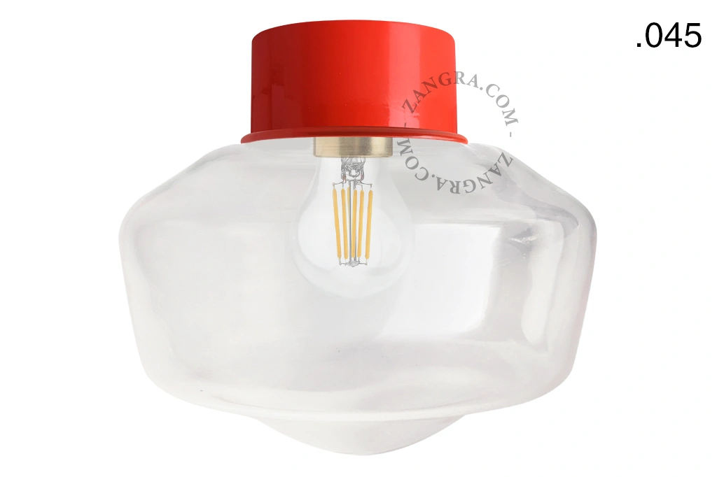 rød væg eller loftslampe - glas skærm - Ø 10 cm