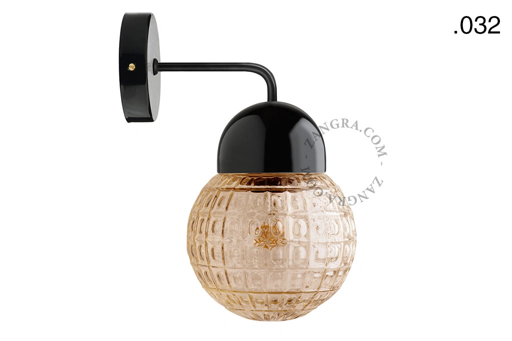 applique en porcelaine noire - globe en verre